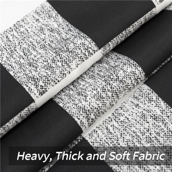 Buffalo Plaid Check Curtains Blackout Room Darkening Thermal Insulated Black - Picture 6 of 7